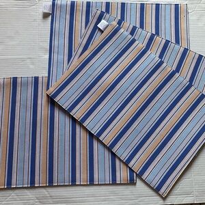 Longaberger Set of 4 Fabric Placemats - Cabana Blue Stripe